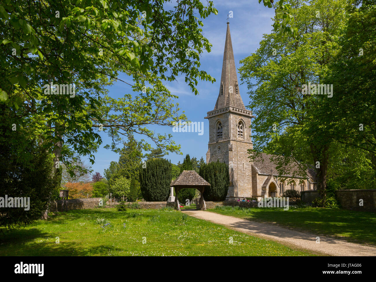 St. Mary's Parish Church in Lower Slaughter, Cotswolds, Gloucestershire, England, United Kingdom, Europe Stock Photo