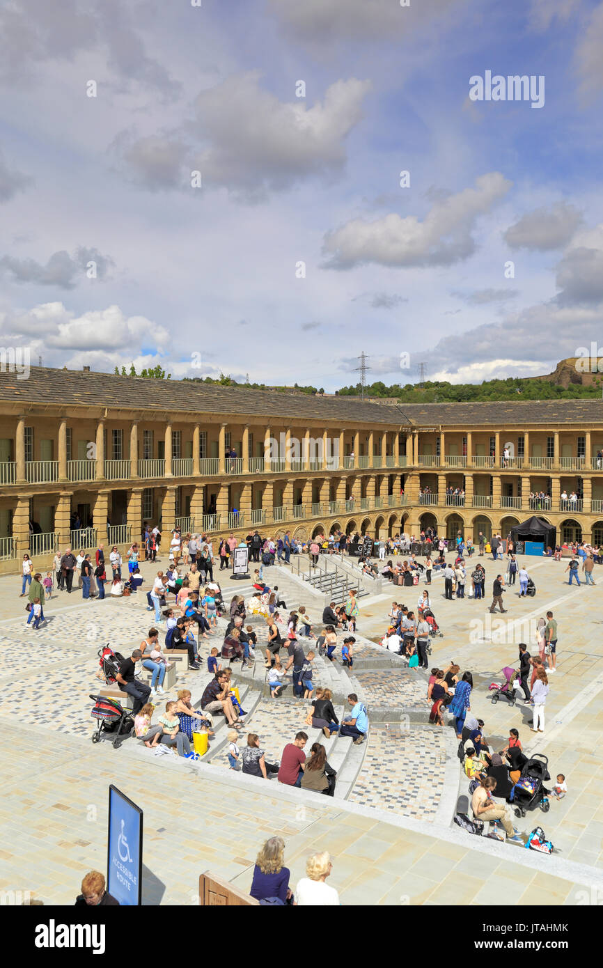 The recently opened Piece Hall after a £19 million conservation and transformation programme, Halifax, West Yorkshire, England, UK. Stock Photo