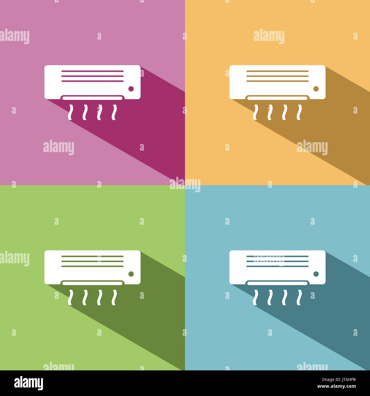 Air conditioning icon with shade on colored background Stock Vector