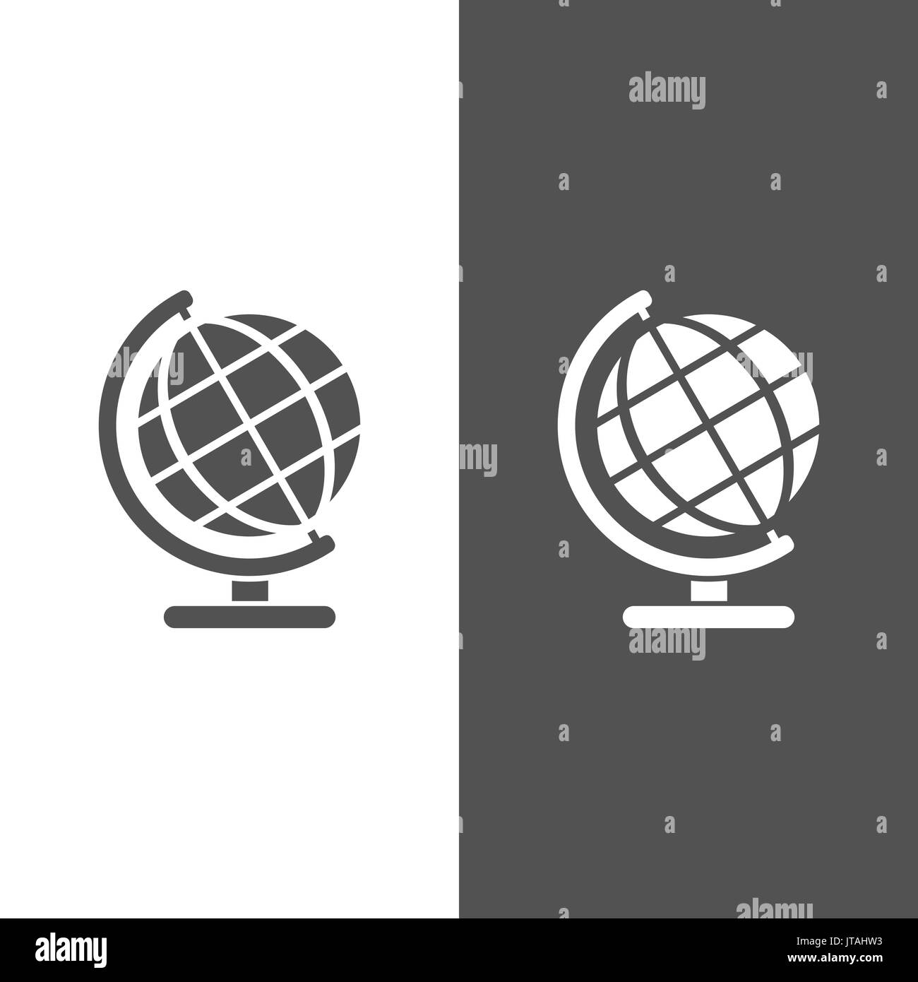 Globe icon on black and white background Stock Vector Image & Art - Alamy
