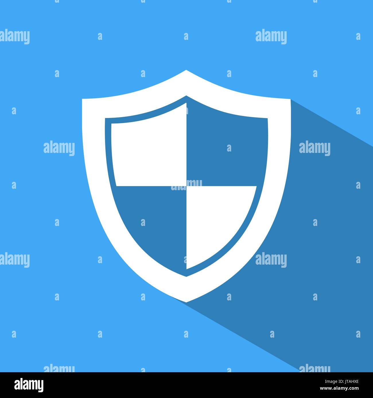 High security shield icon with shade on a blue background Stock Vector