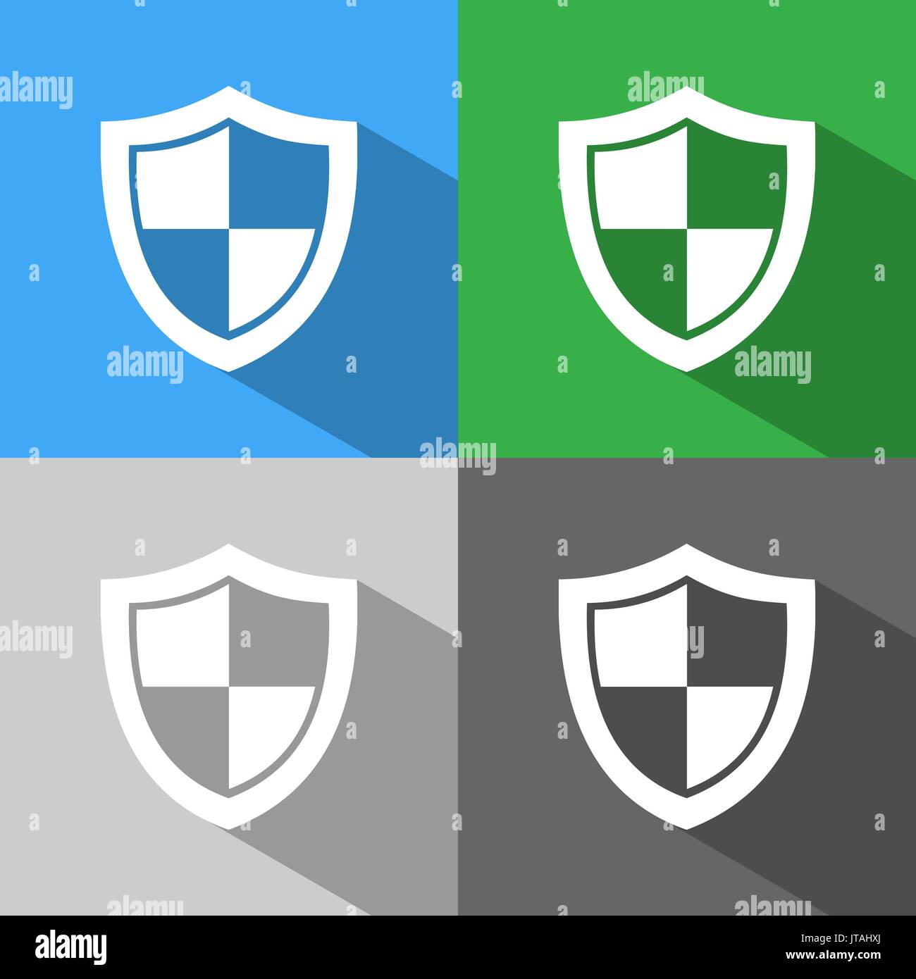 High security shield icon with shade on colored backgrounds Stock Vector
