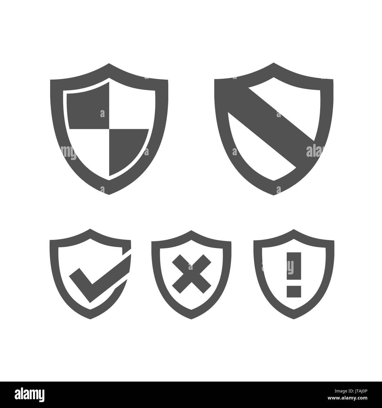 Set of protection shield icons on a white background Stock Vector Image