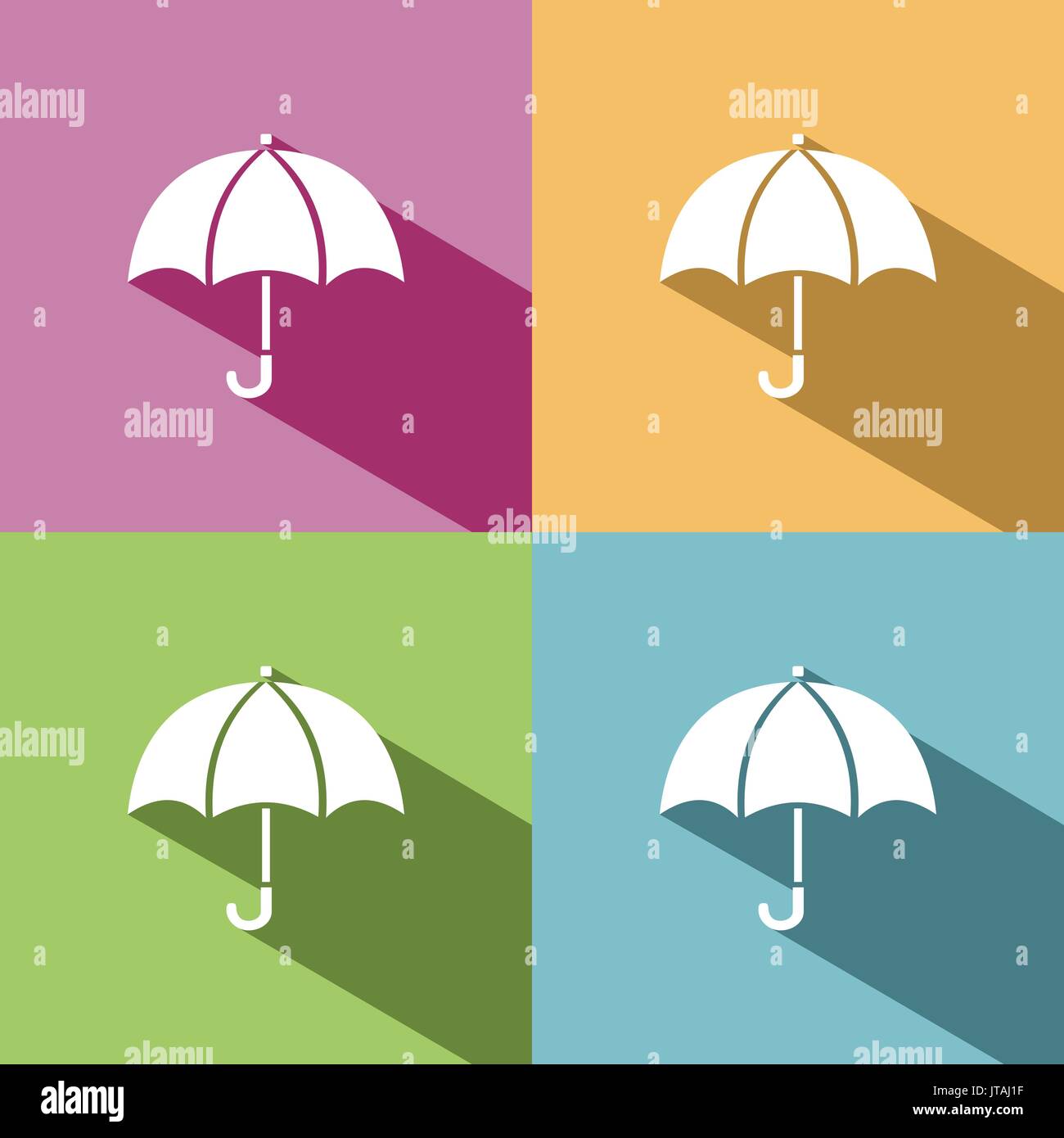 Umbrella icon with shade on colored background Stock Vector
