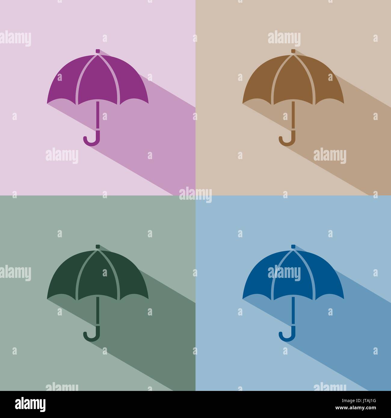 Umbrella icon with shade on winter colored background Stock Vector