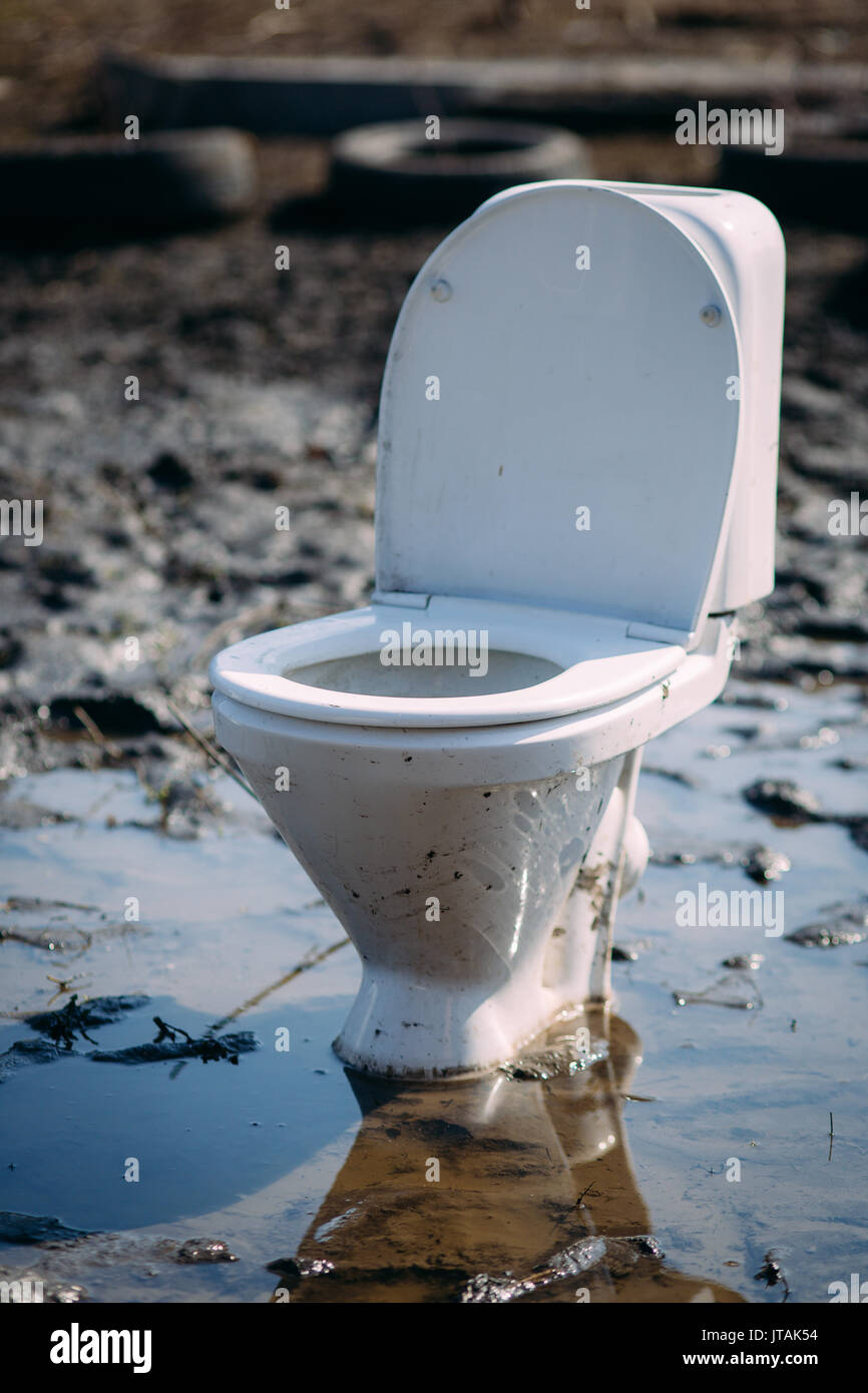 close up dirty flush toilet in house Stock Photo Alamy