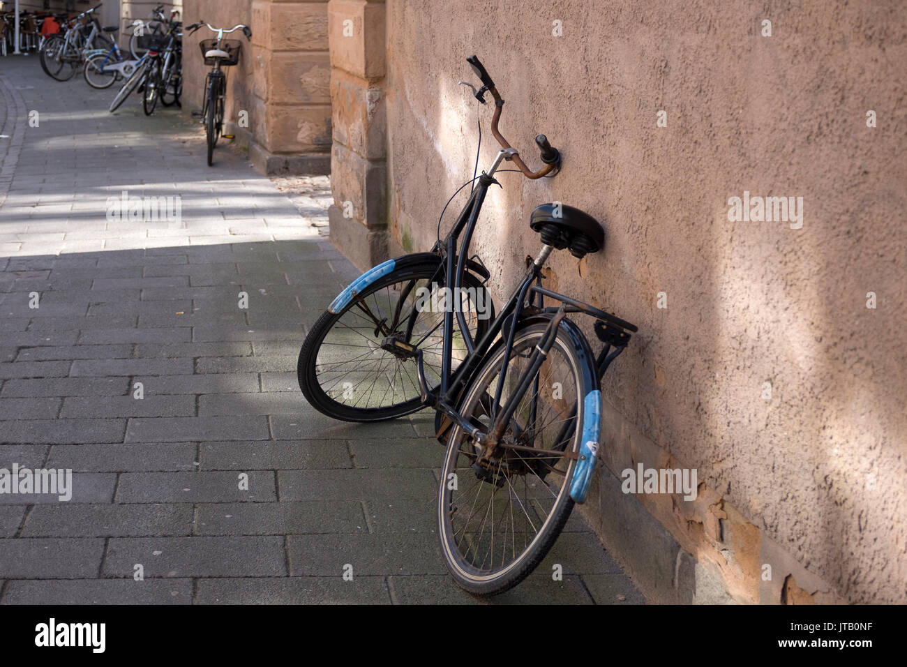 Bicycle in street, Copenhagen Denmark Stock Photo