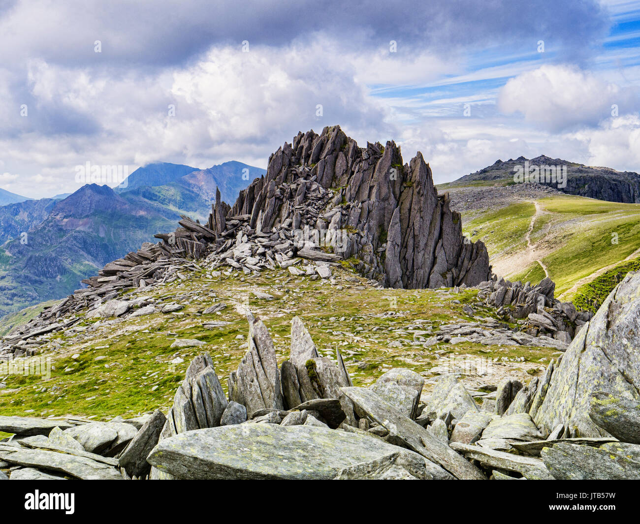 Castle of the Winds, Castell y Gwynt, the famous summit on the Glyders ridge, Snowdonia National Park, North Wales, UK. Stock Photo