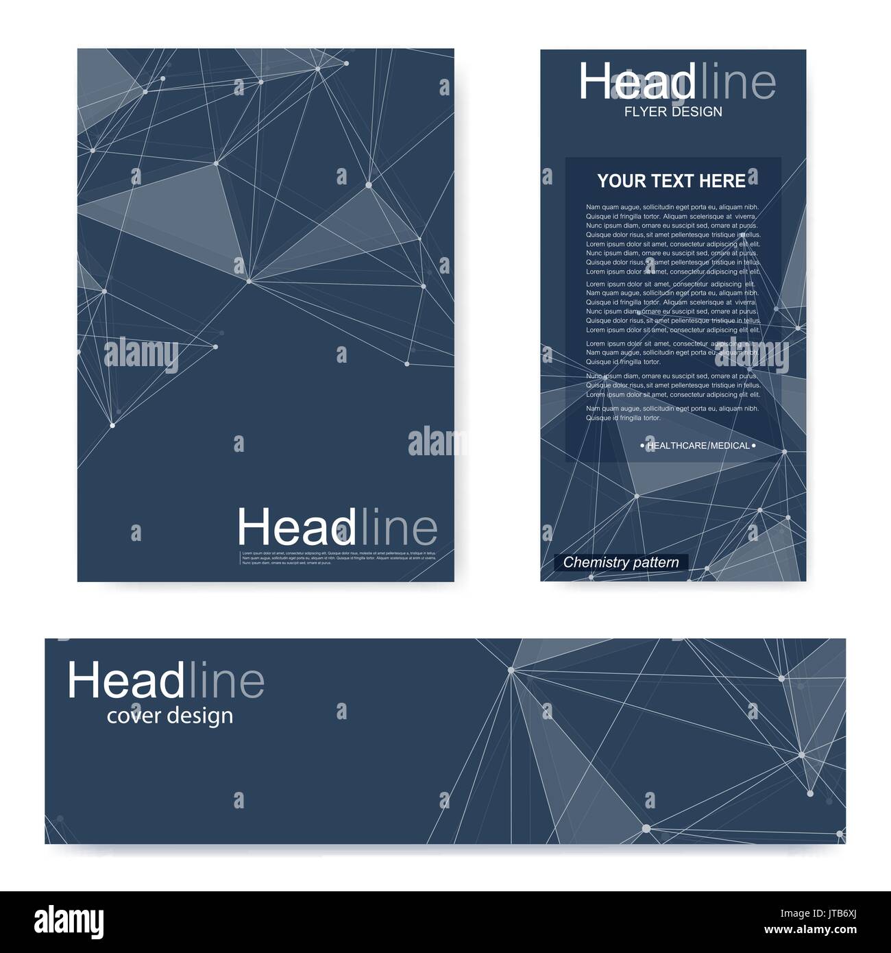 Set Flyer Brochure Size A4 Template Banner Molecular Structure