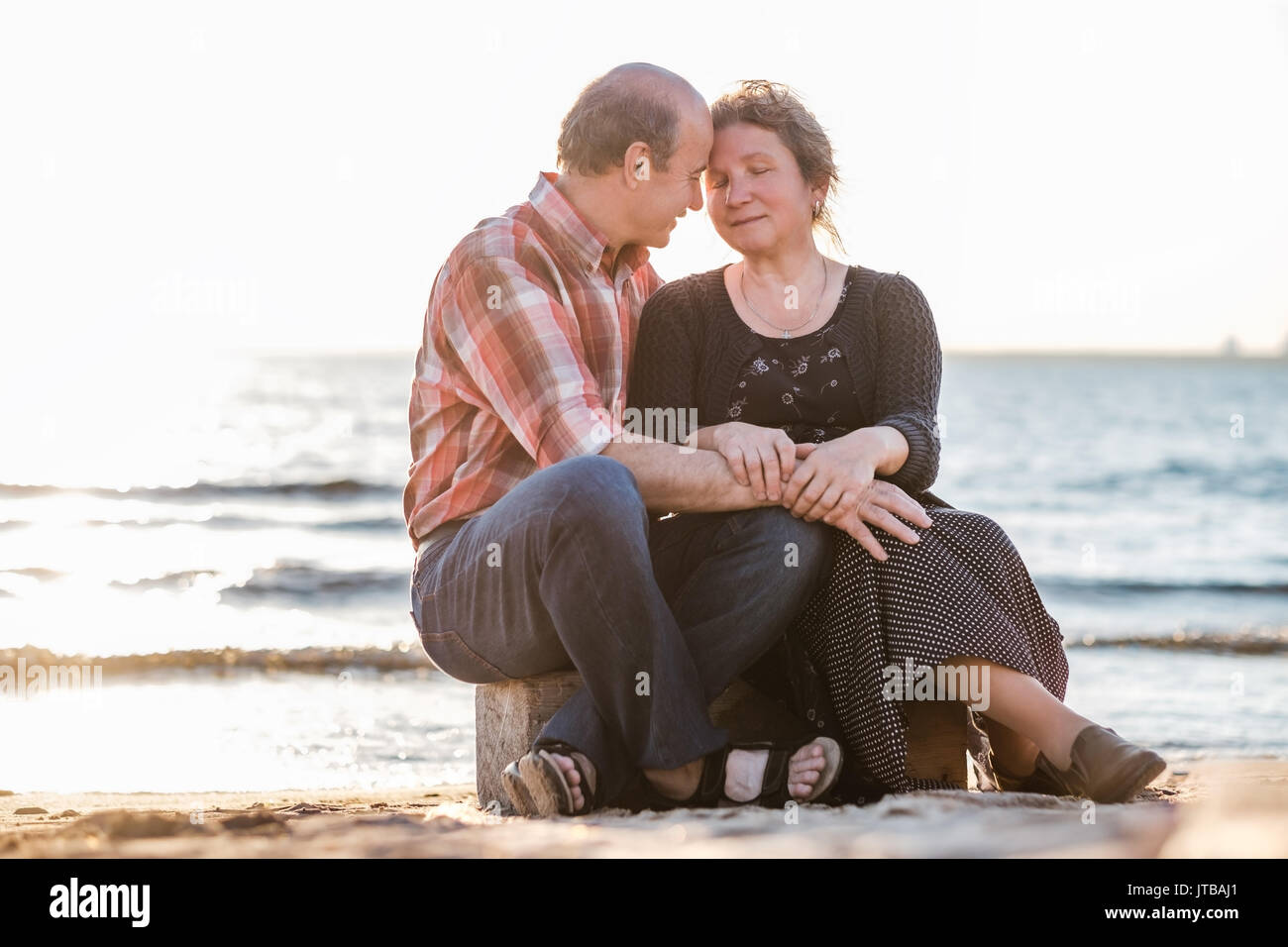 Portrait of a happy romantic couple outdoors. Stock Photo