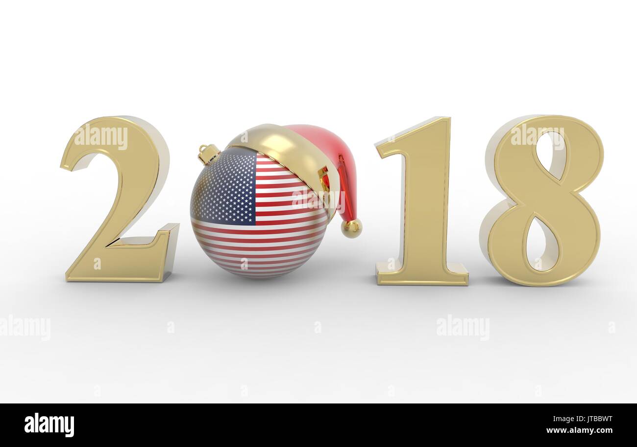 happy new year 2018 with america flag Stock Photo