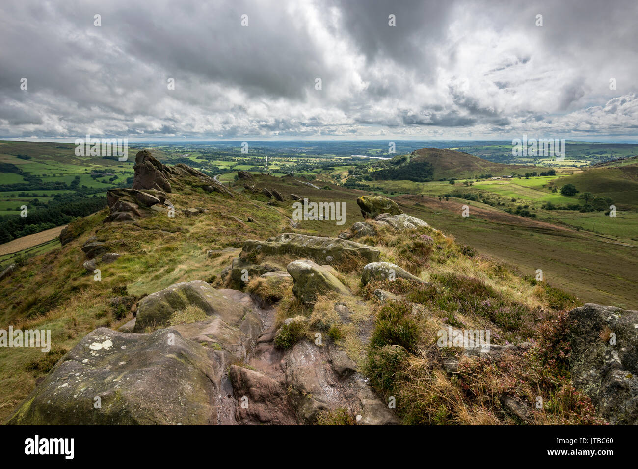 Dramatic landscape at Ramshaw rocks near The Roaches, Staffordshire, England. Stock Photo