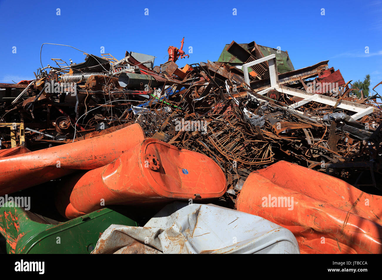 Scrap yard, metal rubbish stock in a recycling company, Schrottplatz