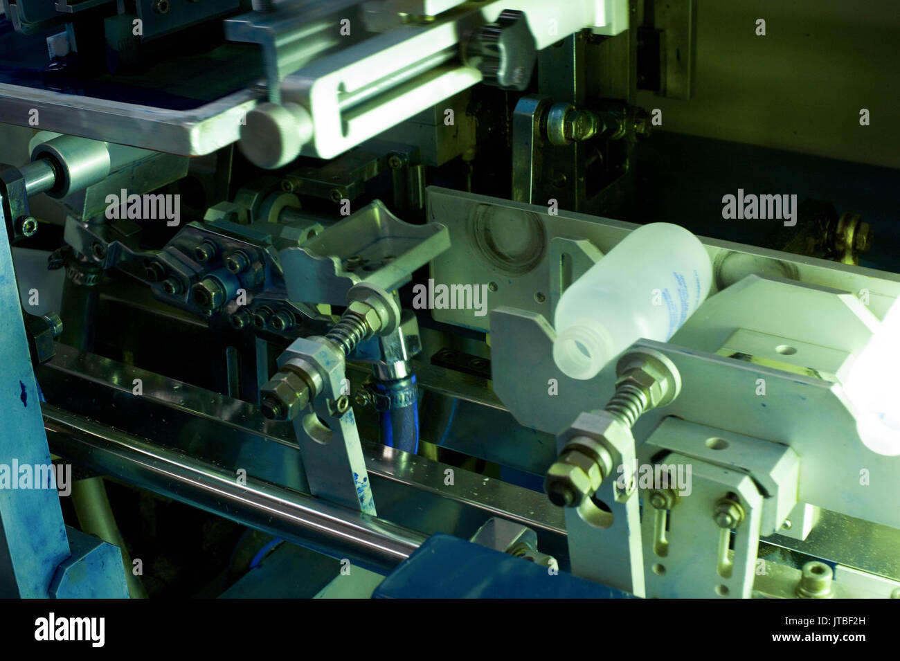 Manufacturing and printing on plastic bottles Stock Photo