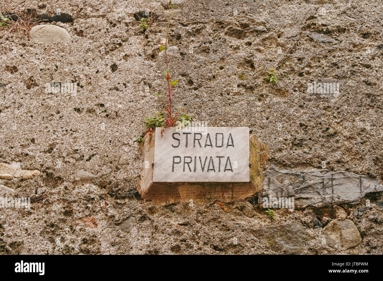 Sign with Italian text for 'private street' Stock Photo