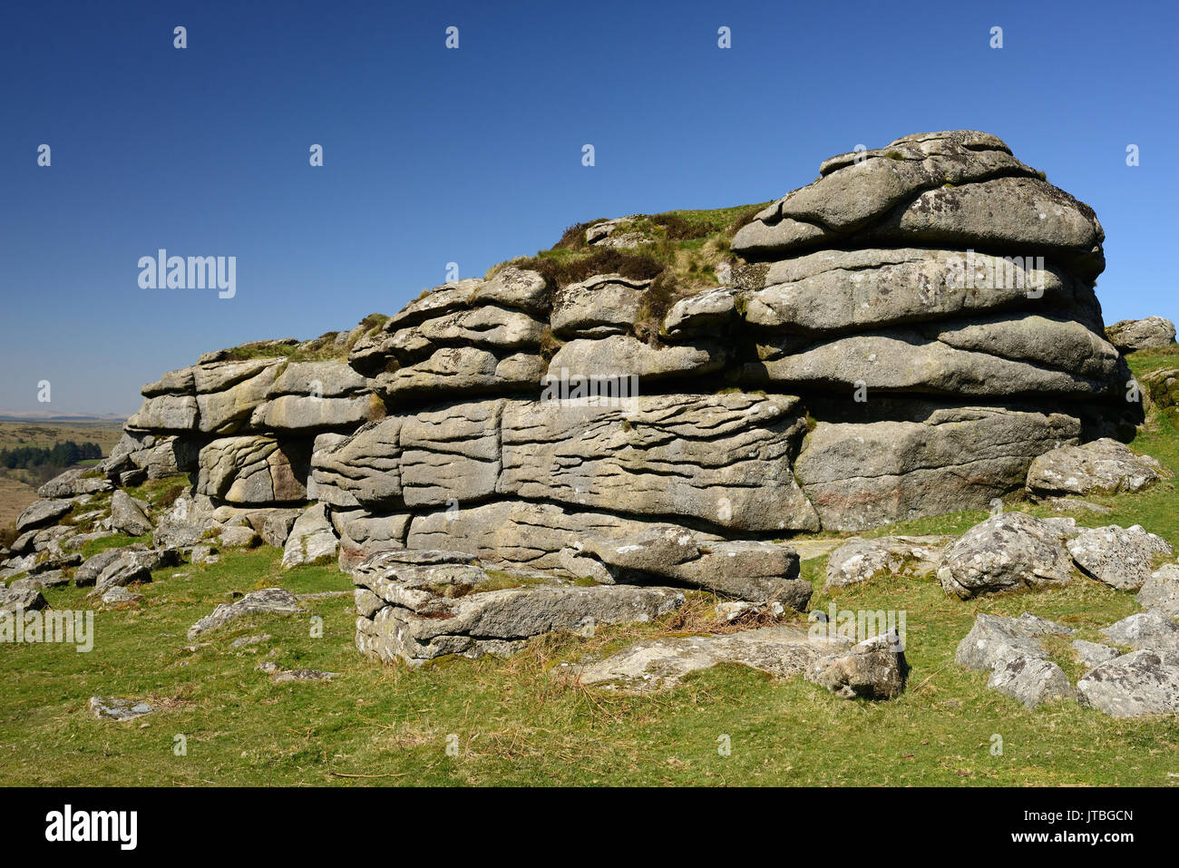 Granite tor on Dartmoor. Stock Photo