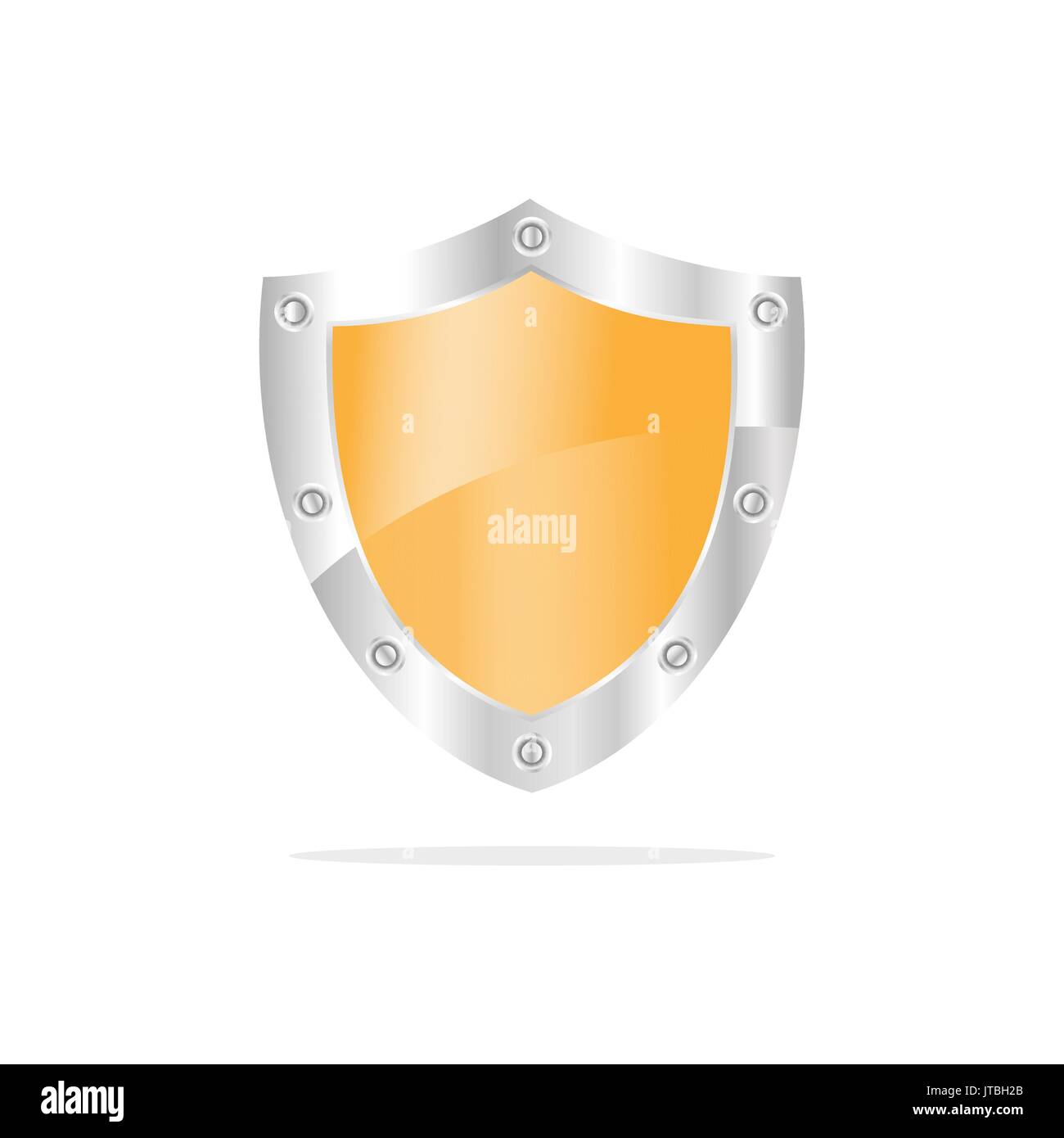 3D Yellow security shield on a white background Stock Vector