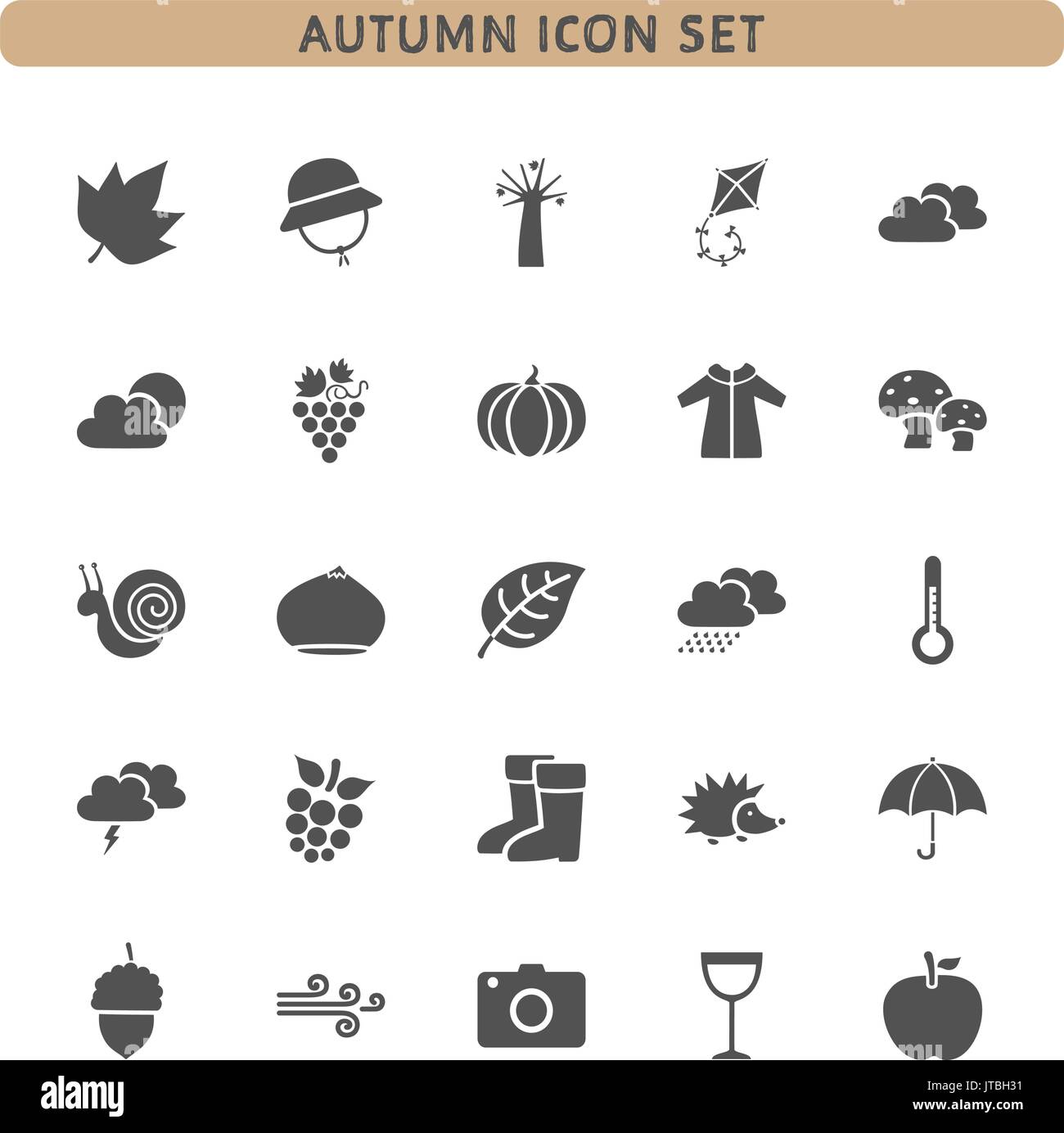 Autumn icon set on a white background Stock Vector