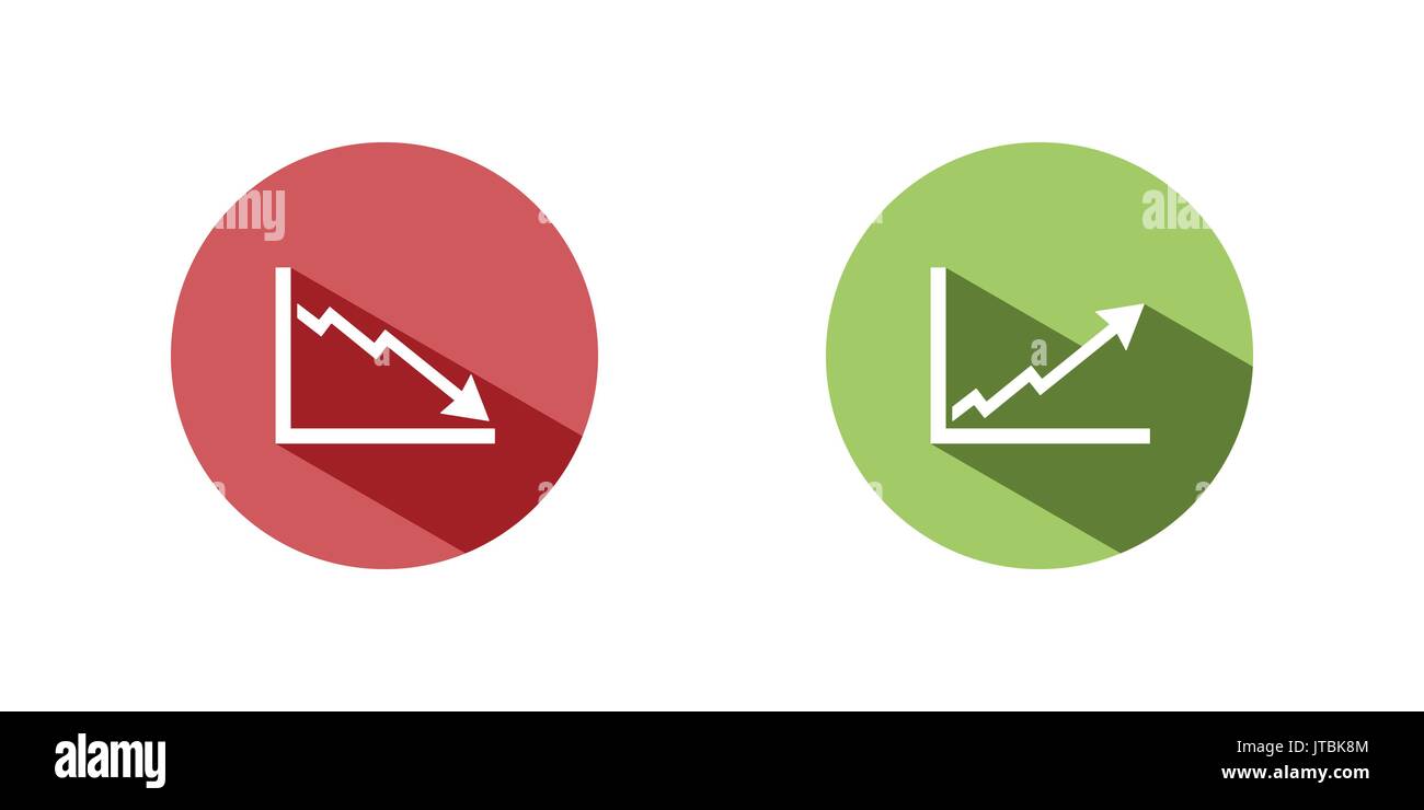 Graphic statistics icons with shadow on colored circles Stock Vector