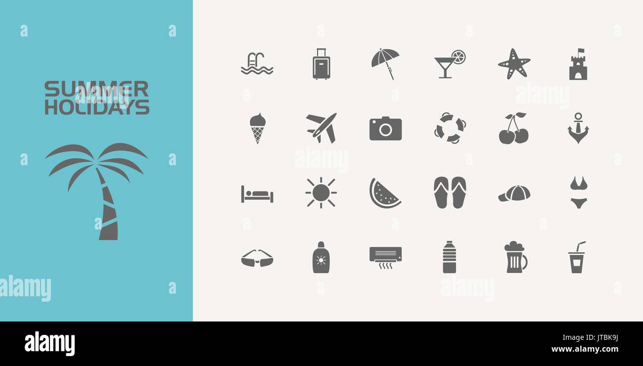 Twenty five summer holidays icons set Stock Vector