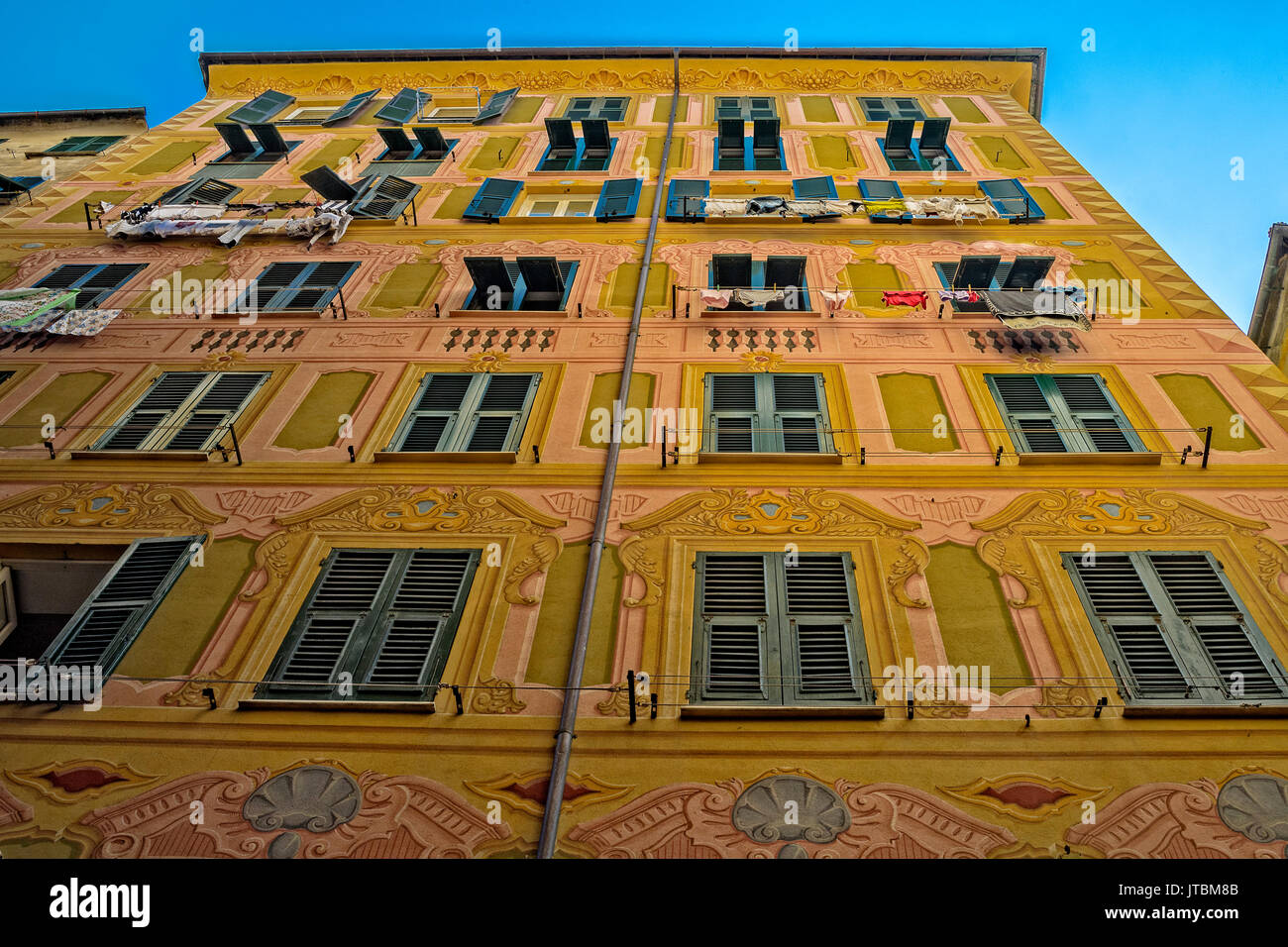 Italy Liguria Camogli - Trompe l'Oeil in Via Della Repubblica Stock Photo