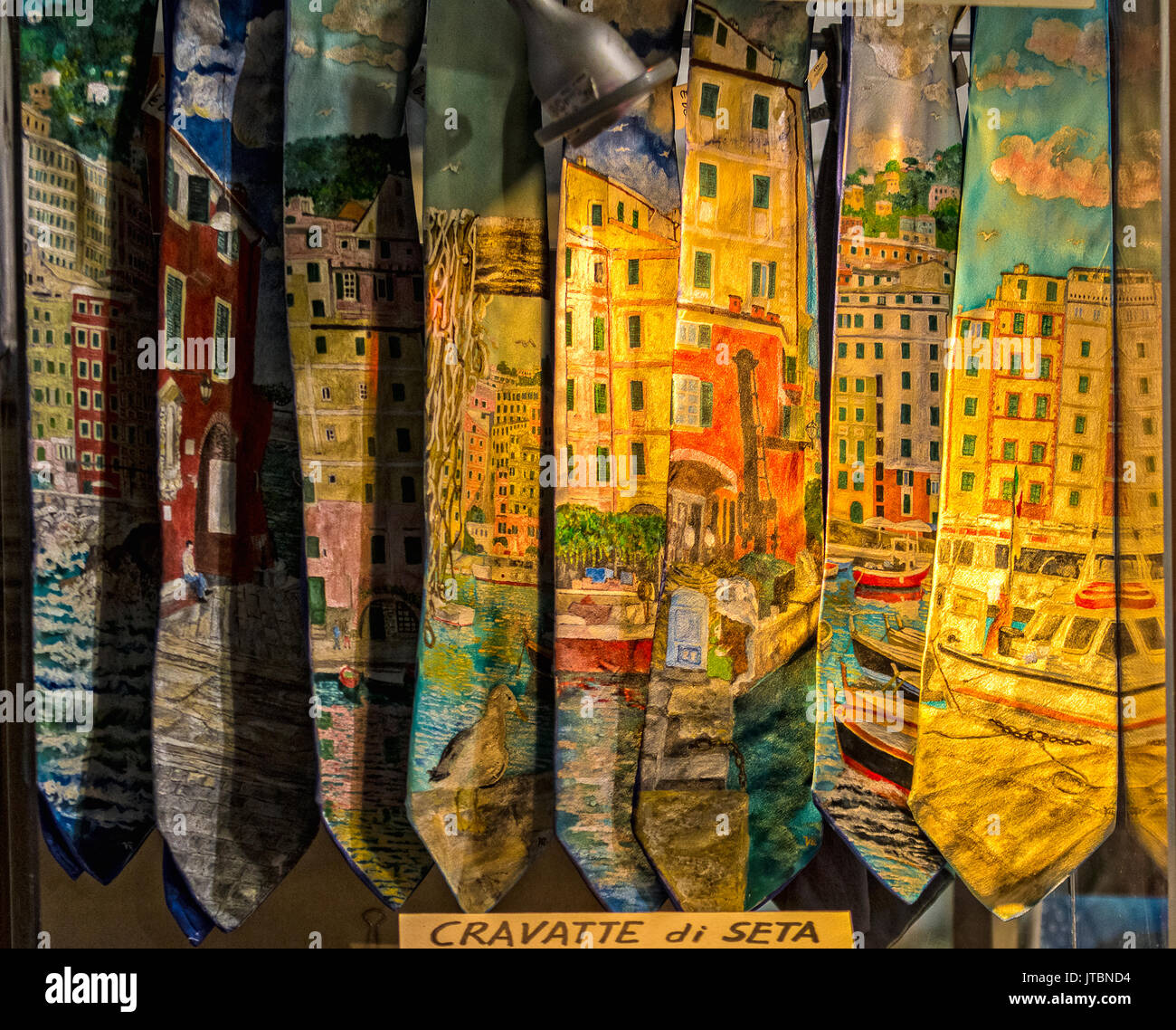 Italy Liguria Camogli -Hand-painted silk ties Stock Photo
