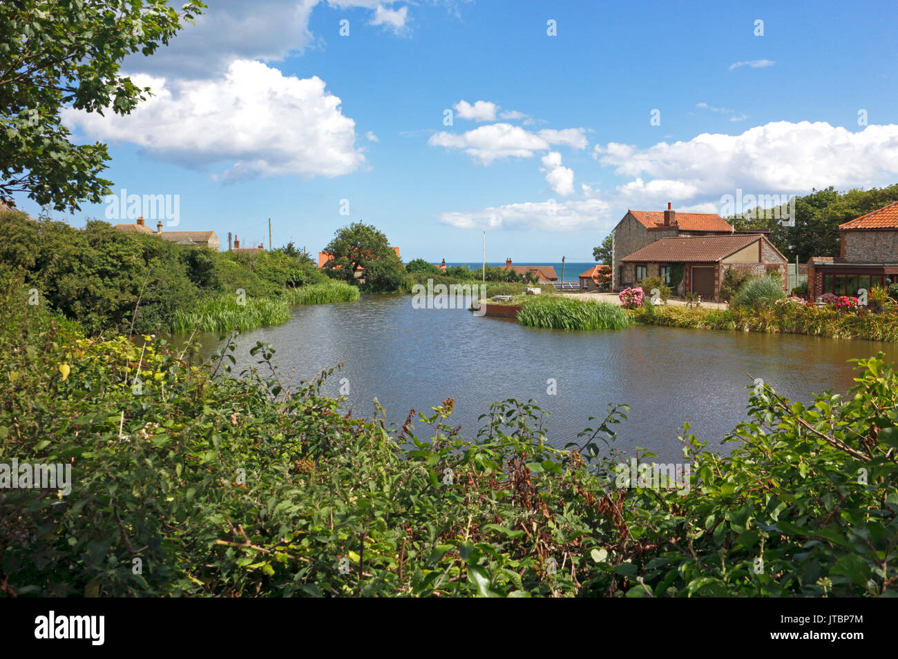A view of the old Mill Pool in the North Norfolk village of Mundesley