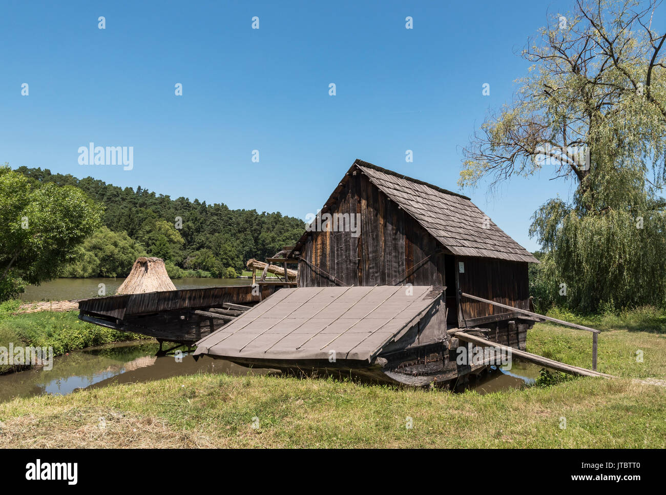 A mill in the Astra Museum of Traditional Folk Civilization, Sibiu, Romania Stock Photo