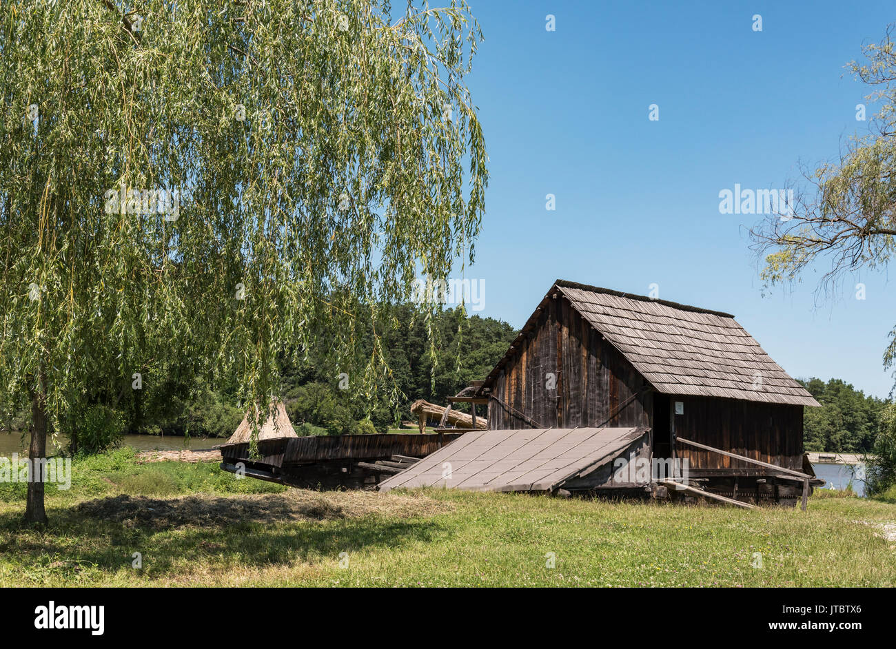 A mill in the Astra Museum of Traditional Folk Civilization, Sibiu, Romania Stock Photo