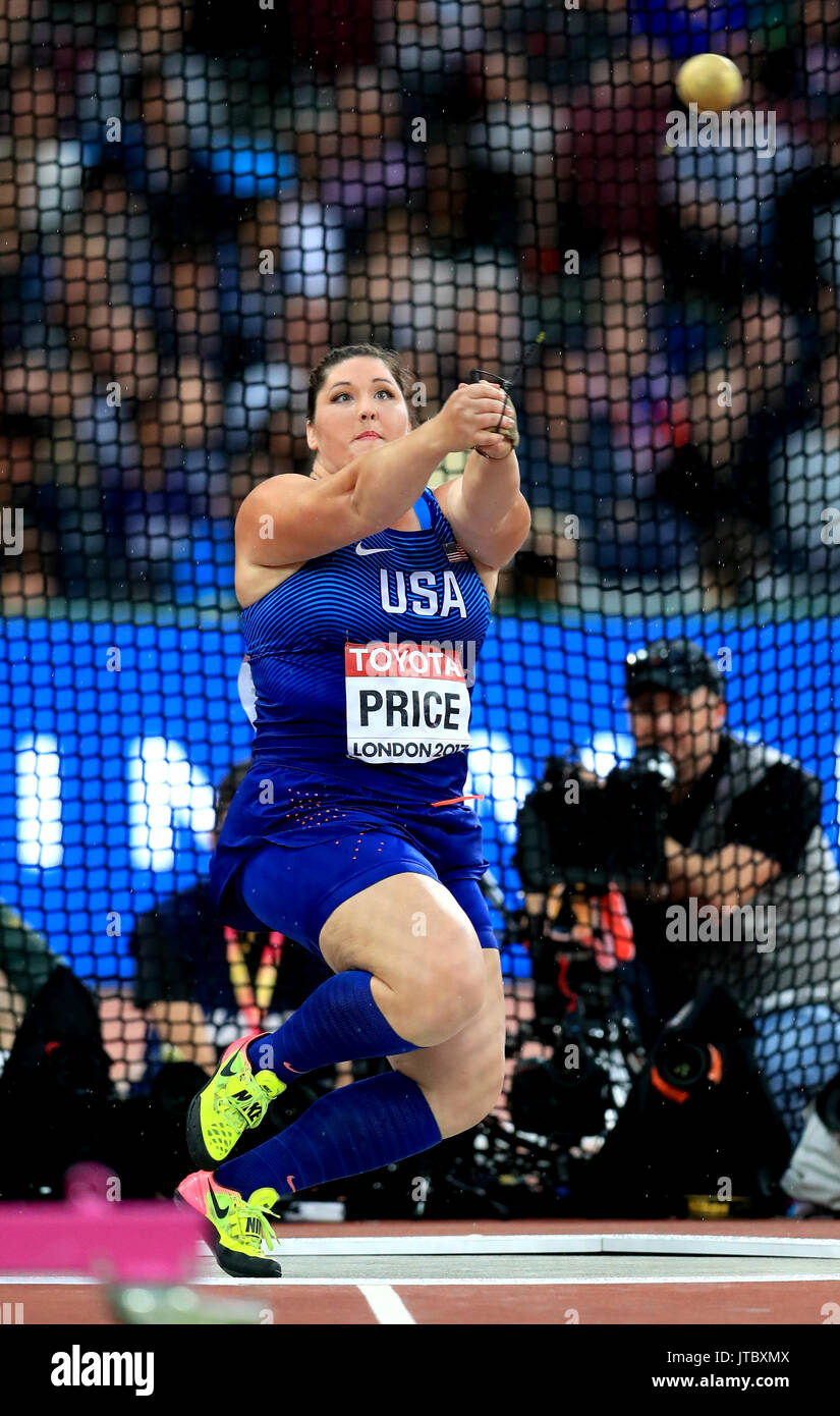USA's DeAnna Price in action in the Women's Hammer Throw final during
