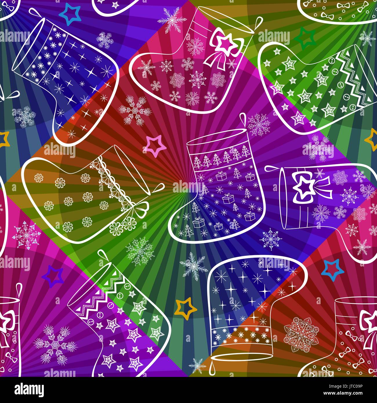 Christmas Stockings, Seamless Stock Vector