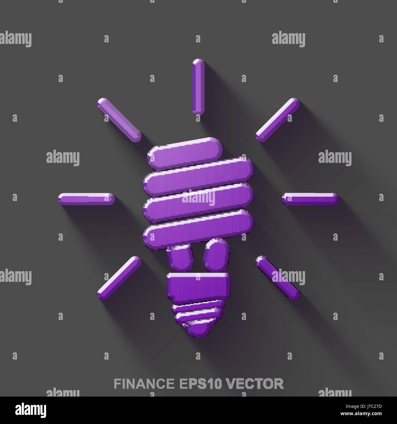 Flat metallic finance 3D icon. Purple Glossy Metal Energy Saving Lamp