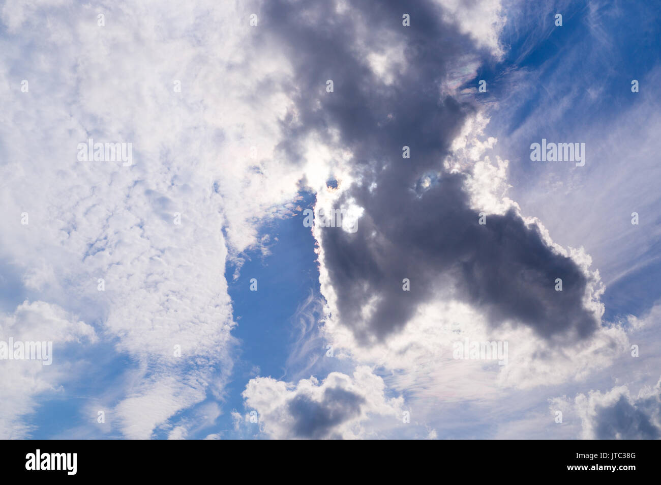 blue sky with white and gray clouds; cumulus. background; nature Stock