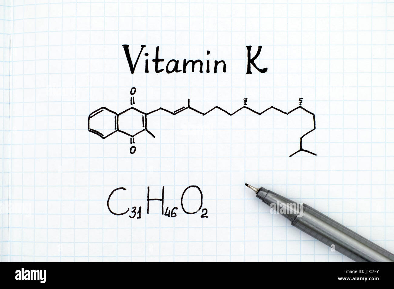 Chemical formula of Vitamin K with black pen Stock Photo - Alamy