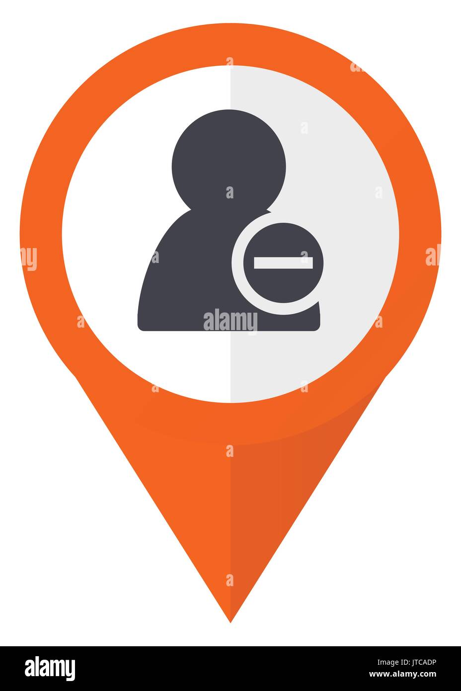 Remove contact orange pointer vector icon in eps 10 isolated on white background. Stock Vector
