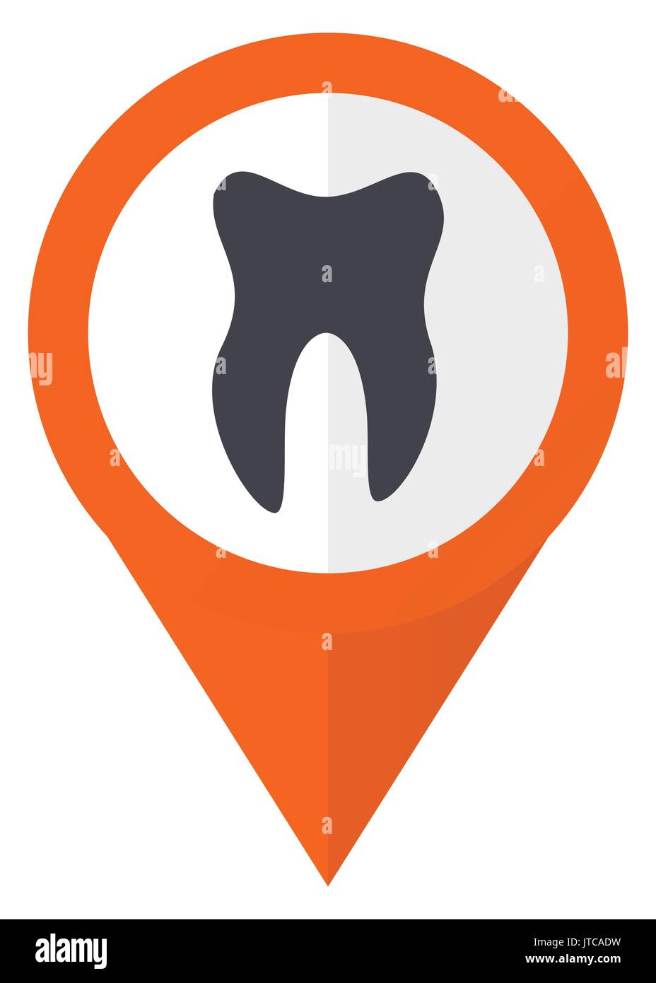 Tooth orange pointer vector icon in eps 10 isolated on white background. Stock Vector