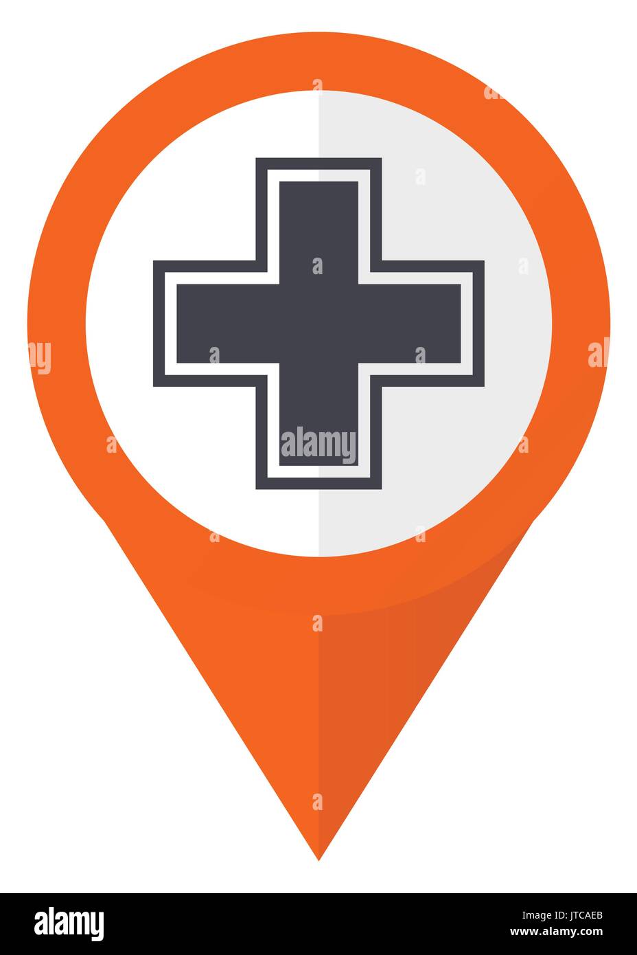 Pharmacy orange pointer vector icon in eps 10 isolated on white background. Stock Vector