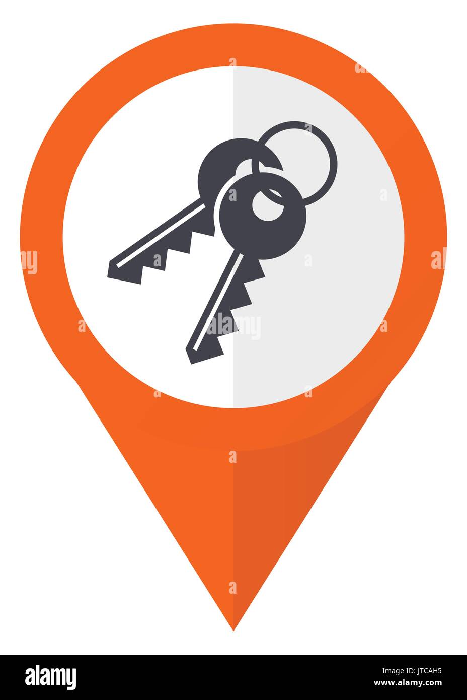 Keys orange pointer vector icon in eps 10 isolated on white background. Stock Vector