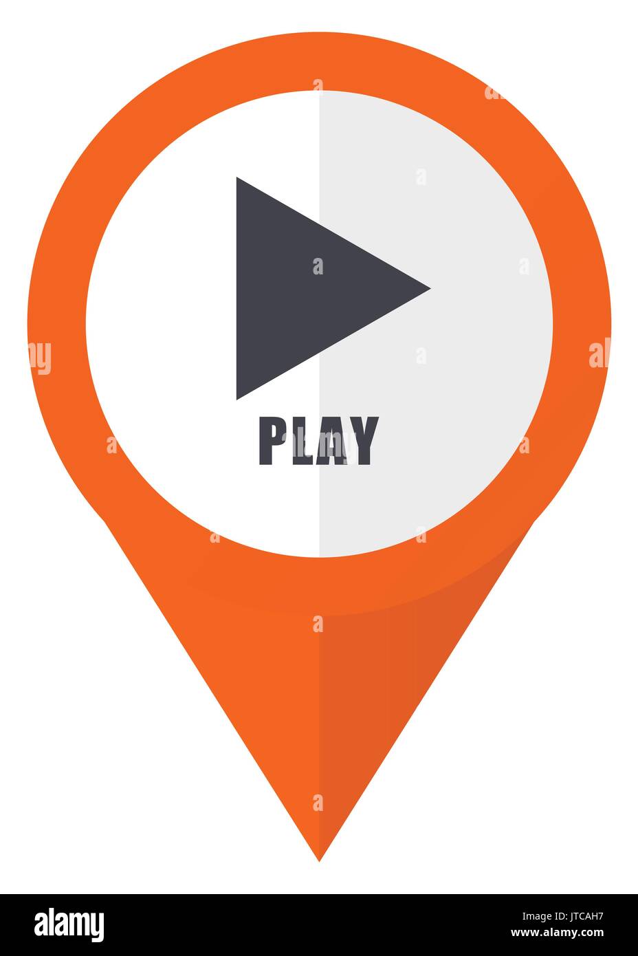 Play orange pointer vector icon in eps 10 isolated on white background. Stock Vector