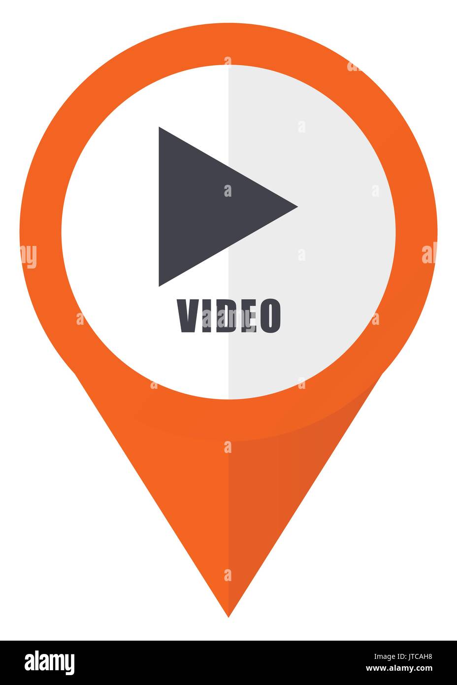 Video orange pointer vector icon in eps 10 isolated on white background. Stock Vector