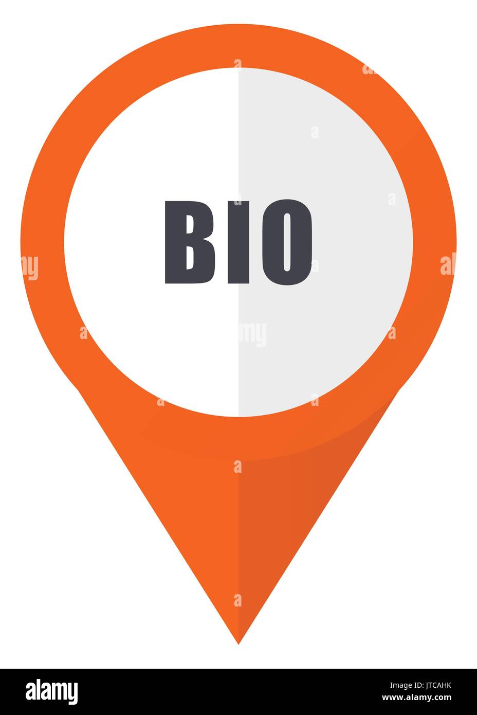 Bio orange pointer vector icon in eps 10 isolated on white background. Stock Vector