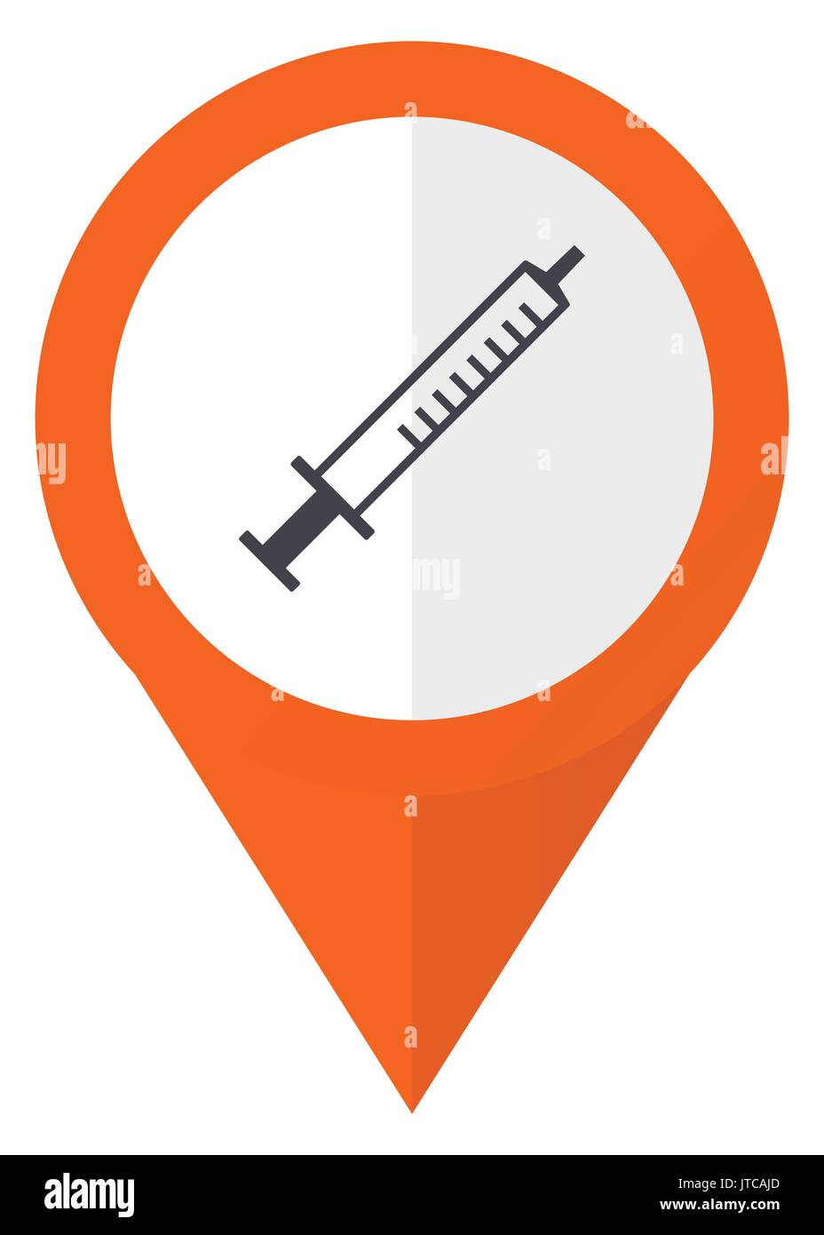 Medicine orange pointer vector icon in eps 10 isolated on white background. Stock Vector