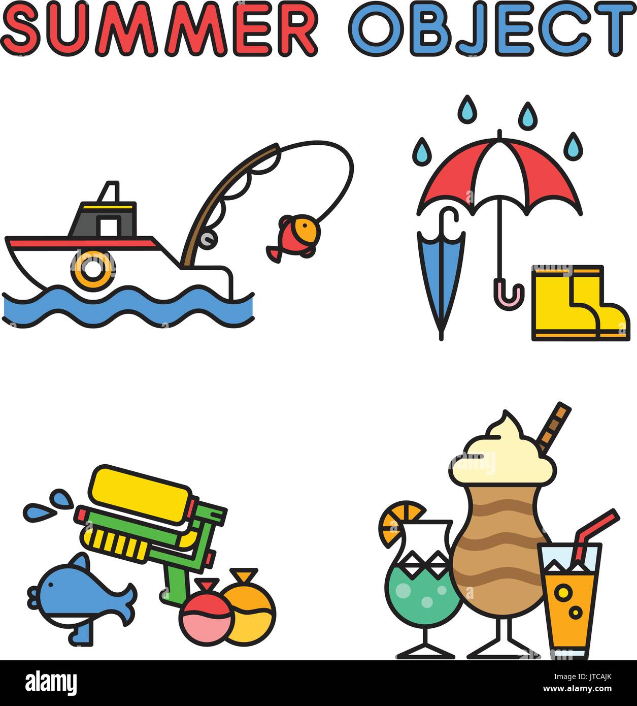 Set of Summer object Stock Vector