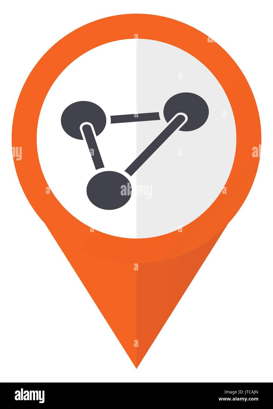 Chemistry orange pointer vector icon in eps 10 isolated on white background. Stock Vector