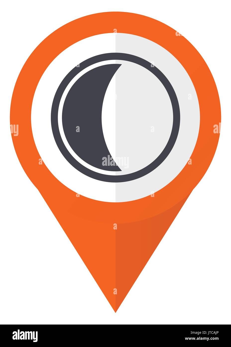 Moon orange pointer vector icon in eps 10 isolated on white background. Stock Vector