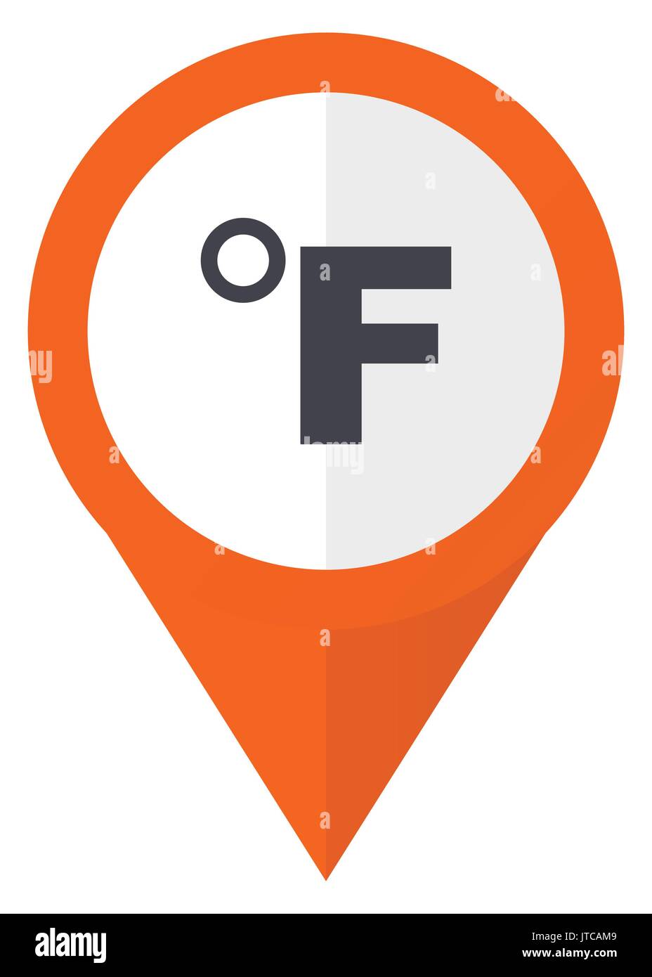 Fahrenheit orange pointer vector icon in eps 10 isolated on white background. Stock Vector