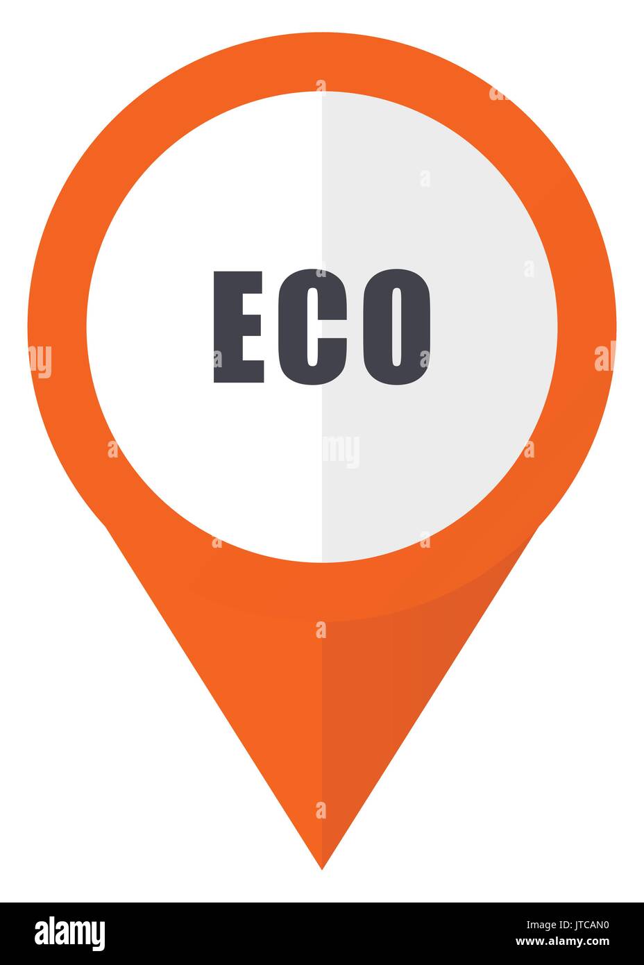 Eco orange pointer vector icon in eps 10 isolated on white background. Stock Vector