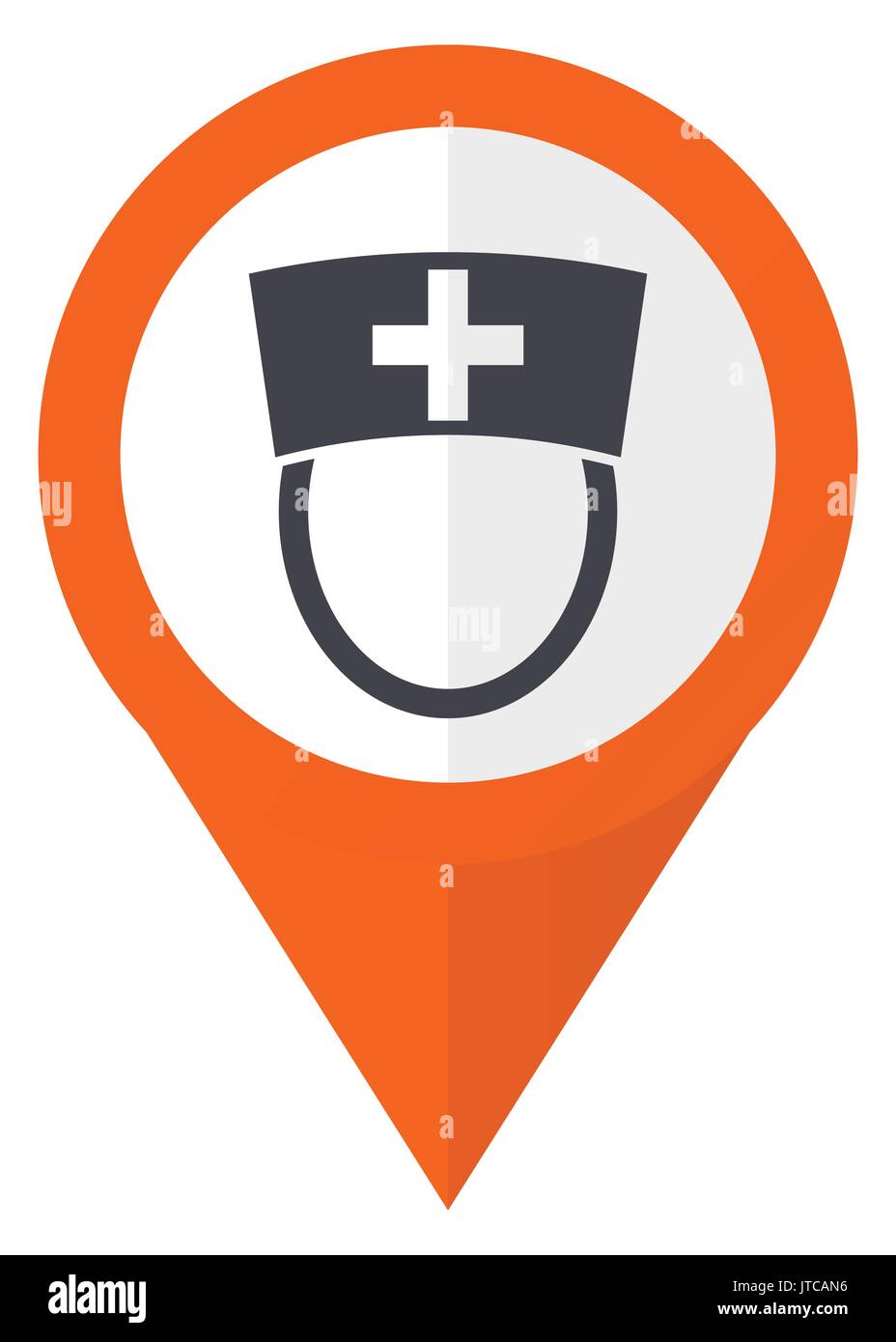 Nurse orange pointer vector icon in eps 10 isolated on white background. Stock Vector