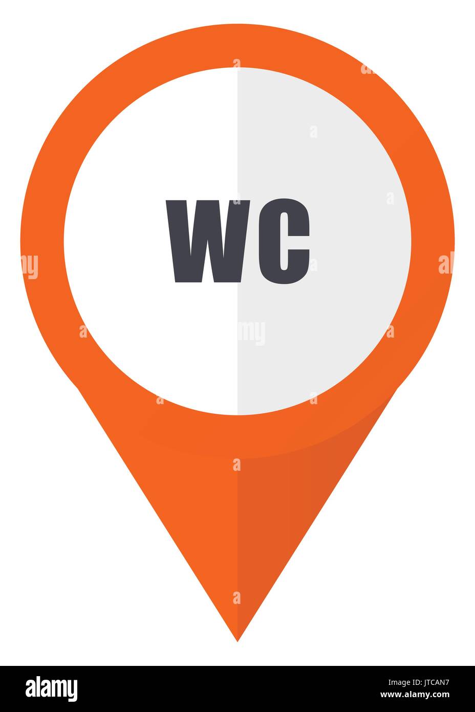 Toilet orange pointer vector icon in eps 10 isolated on white background. Stock Vector
