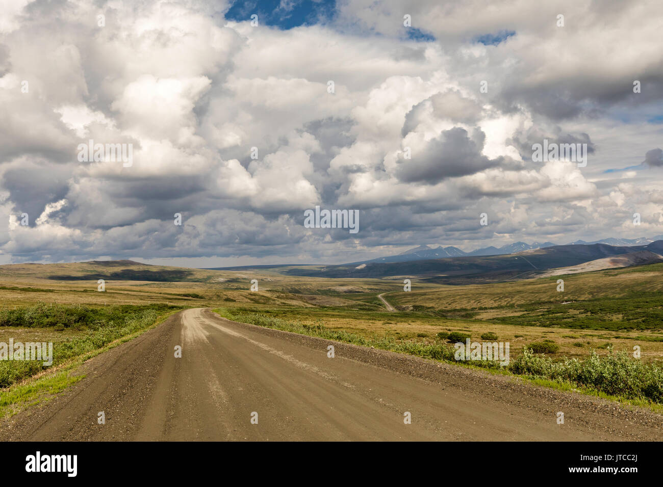 Teller Road and Kigluaik Mountains north of Nome in Northwest Alaska. Stock Photo